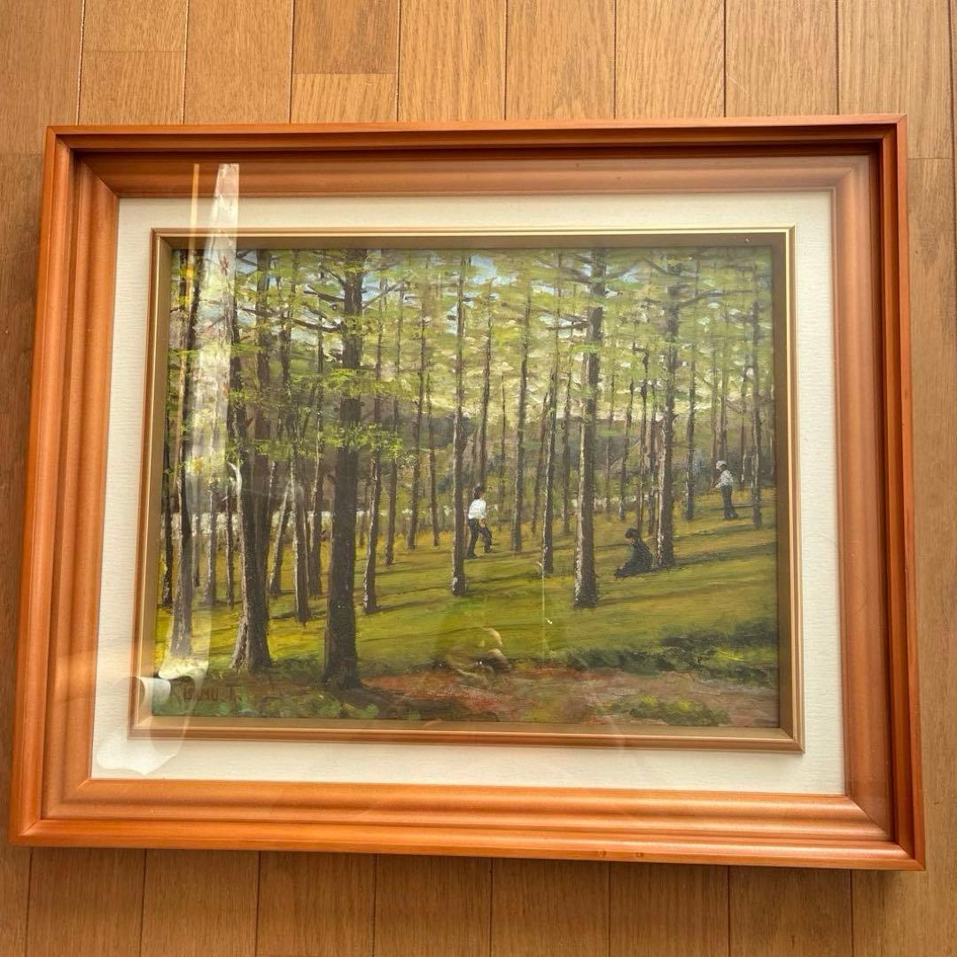 森林の風景　額縁入り