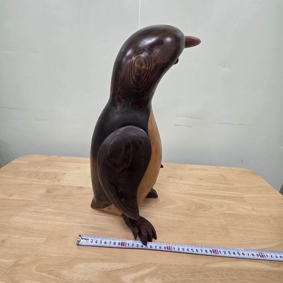 木製 ペンギンの彫刻 高さ約42cm 置物 インテリア アンティーク 昭和レトロ