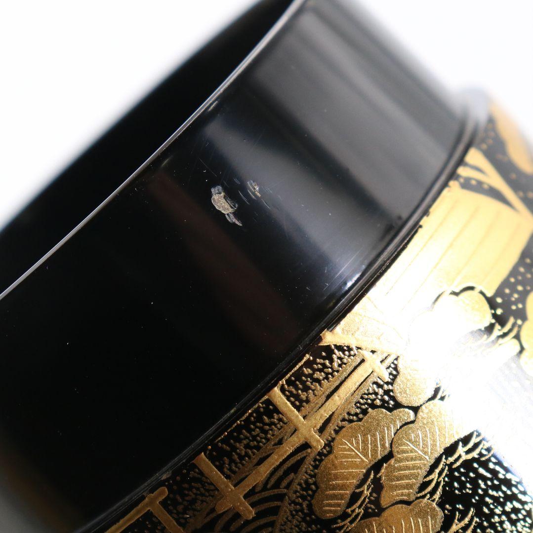 和田寿峰作 住吉蒔絵 薄茶器 面根来 山中塗 茶道具 共箱　V875　N6