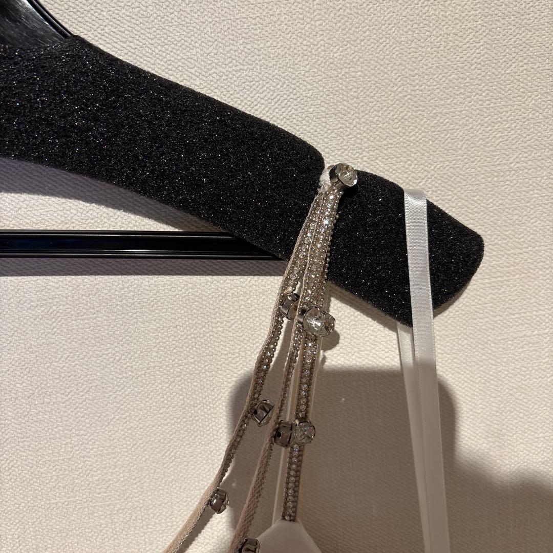 glossy アシンメトリービジューラインレースタイトミニドレス