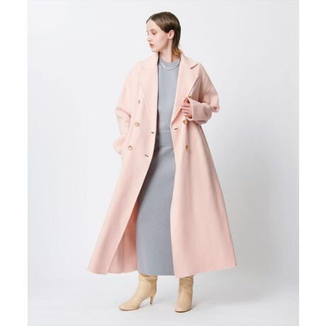 新品未使用品 ノーク ダブルロングリバーコート ピンク サイズ3