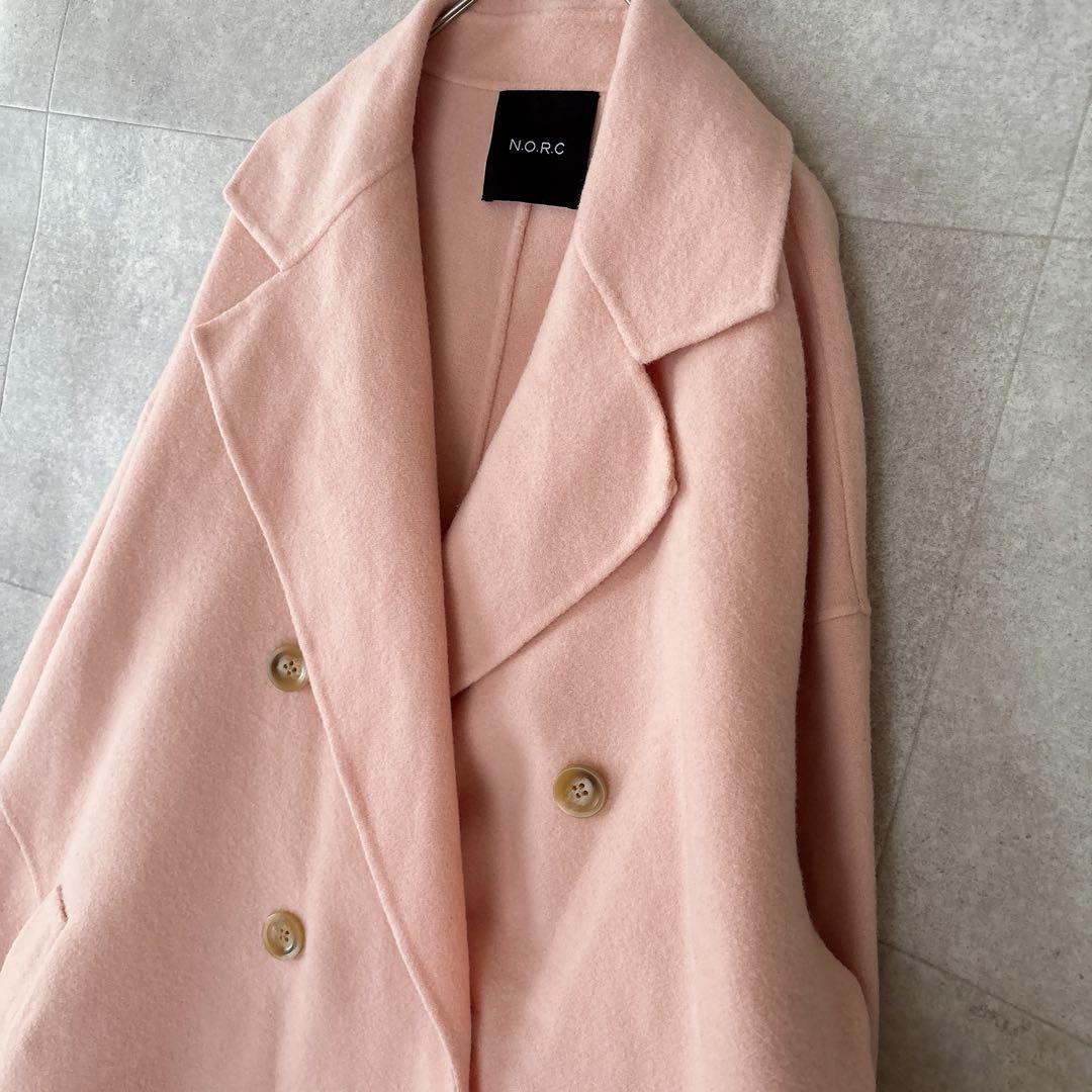 新品未使用品 ノーク ダブルロングリバーコート ピンク サイズ3
