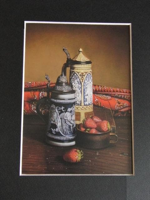 山中雅彦、【卓上の静物】、希少な額装用画集より、新品額装付、状態良好