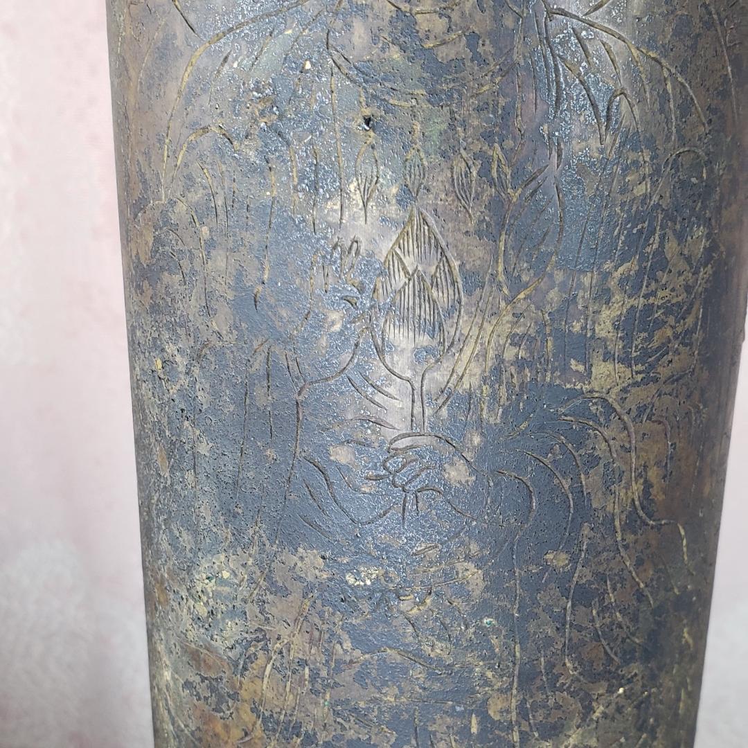 ◆『徳川家 金銅観音菩薩彫経筒 三つ葉葵紋』◆検）仏像 徳川家康 徳川家光 空海