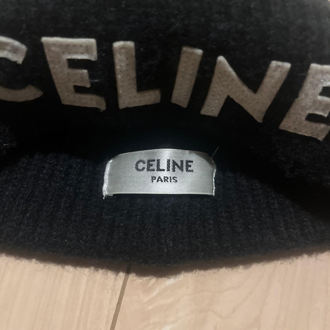 CELINE ブラックニット帽 Mサイズ