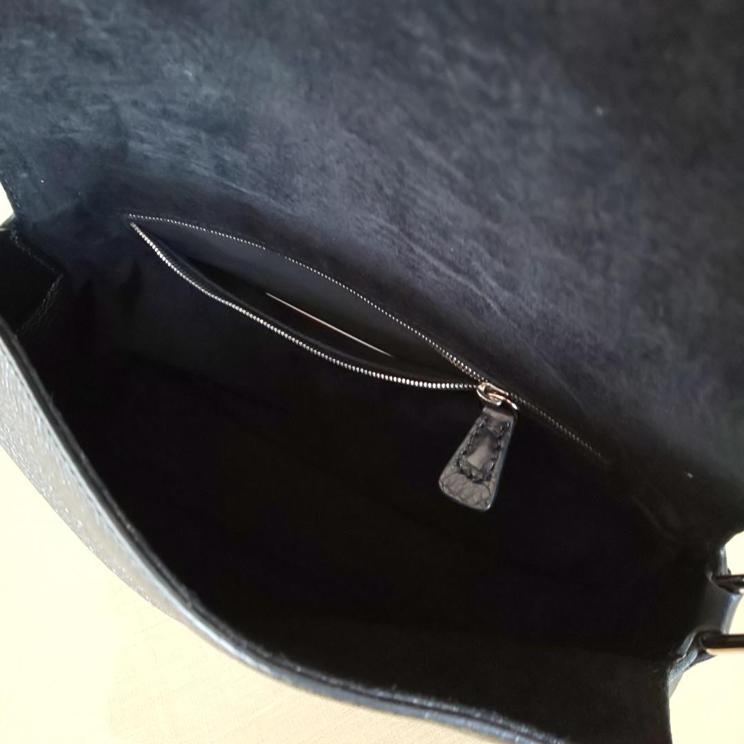 【美品】 ヒロフ HIROFU ハンドバッグ ペルーシェ　シボ革　濃紺　冠婚葬祭