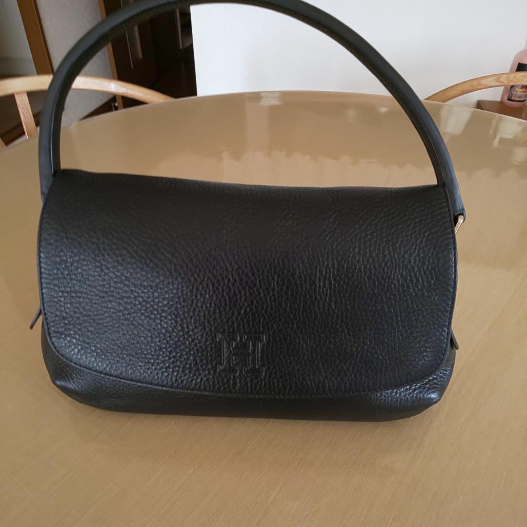 【美品】 ヒロフ HIROFU ハンドバッグ ペルーシェ　シボ革　濃紺　冠婚葬祭