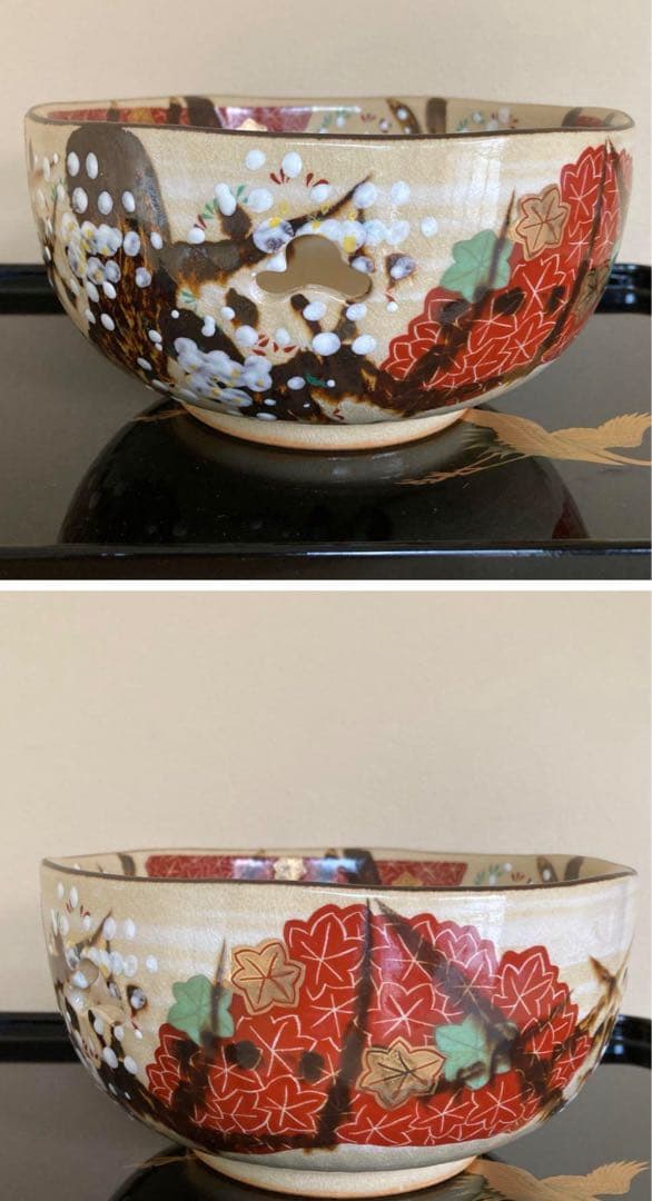 清水焼　雲錦菓子鉢 井泉　茶道具 茶懐石 菓子鉢 Japan 金彩色絵