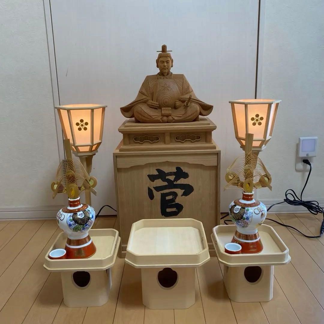 『菅原道真公（天神様） 』 木彫　伝統工芸井波彫刻　長谷進　謹作