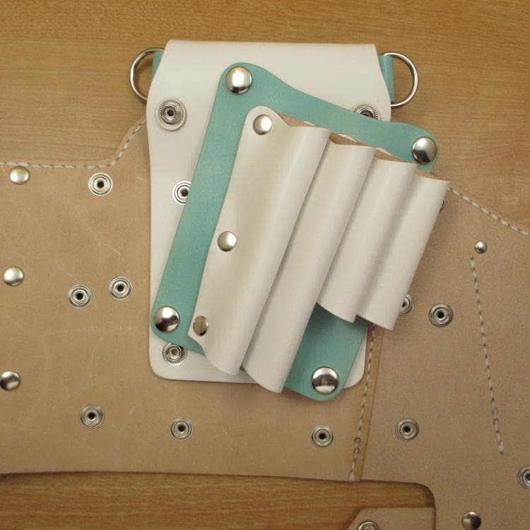 【トリマー向き】 ８丁　本革シザーケース　ホワイト＆空色　TSC-13/CWA