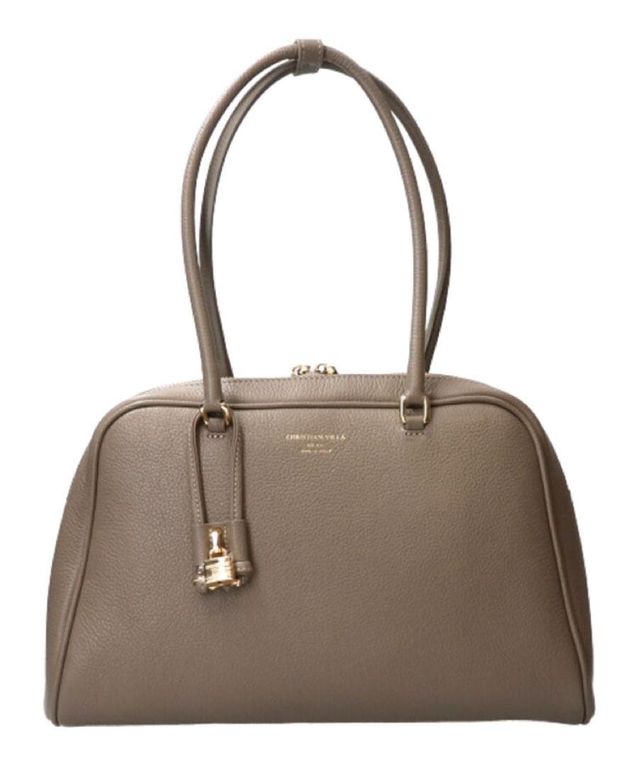 CHRISTIAN VILLA チャーム付きシュリンクレザーハンドバッグ