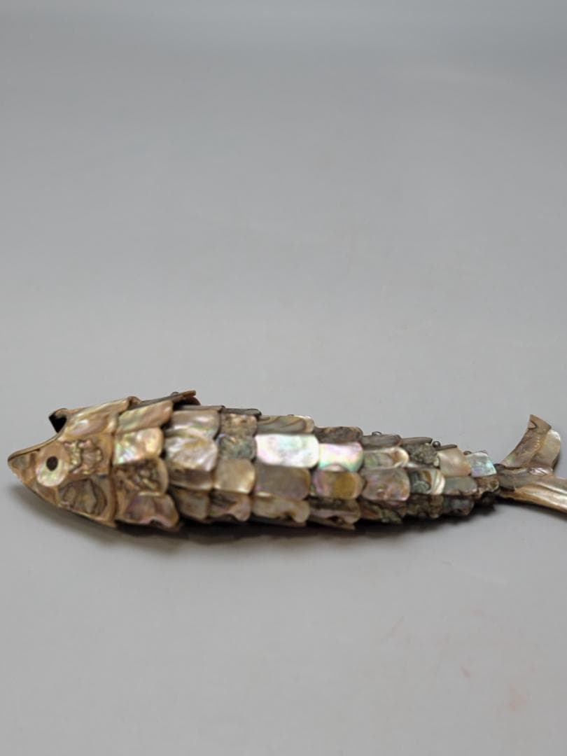 螺鈿 貝細工 自在 魚 時代物 骨董品