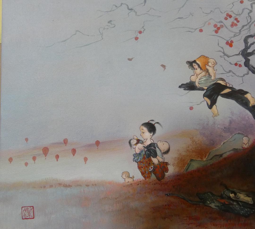 【値下げ】人物画　油絵　中島潔　風紀行　F6　額付き　手描き　肉筆