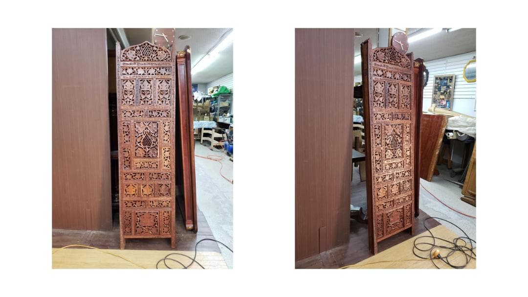 boo　美品　木製　四枚折り畳み　パーテーション