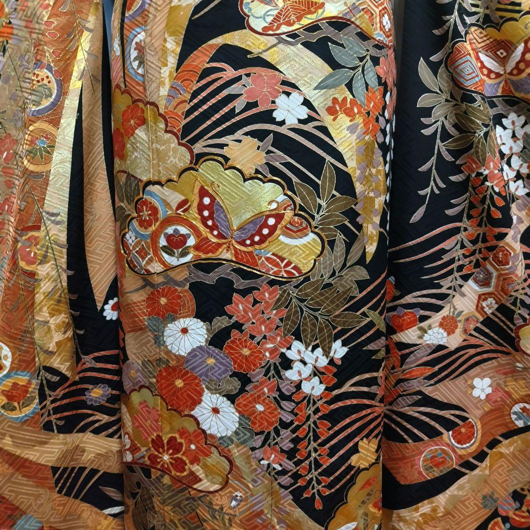 振袖フルセット(7点)・成人式・古典柄・金彩加工・束ね熨斗・金駒刺繍・正絹