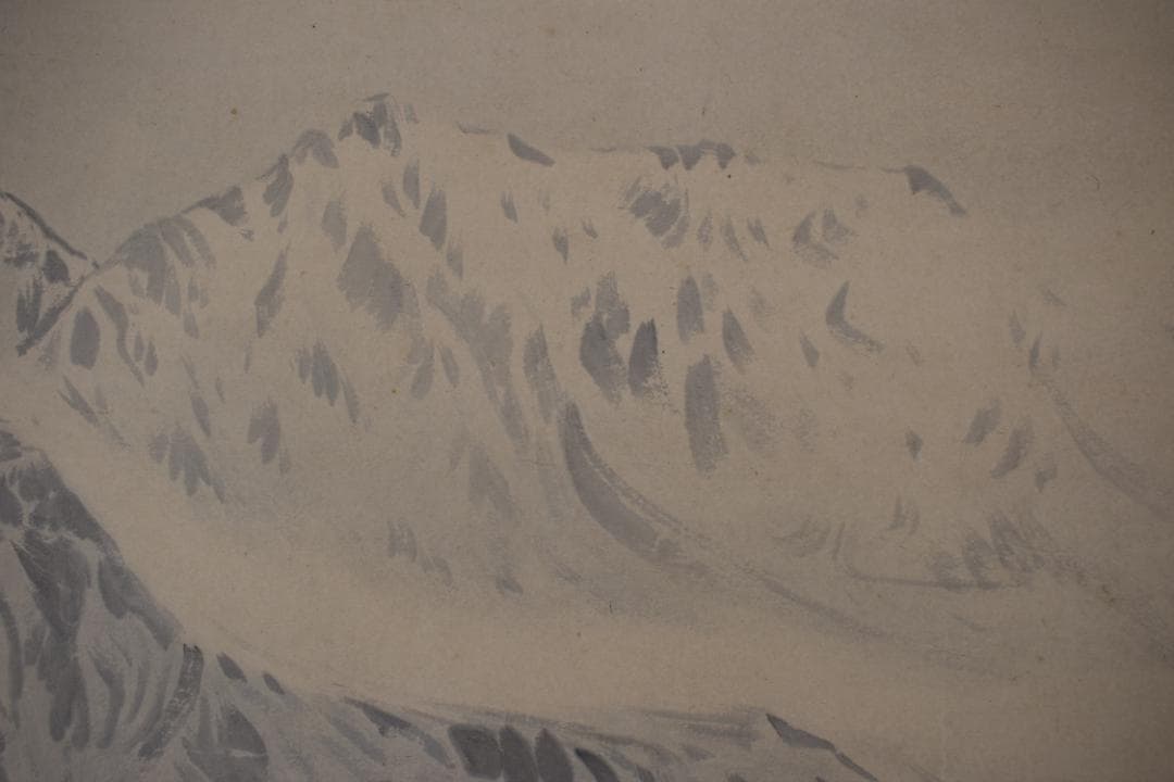 虚船/雪景山水図/大山図/掛軸☆宝船☆Y-965　JM