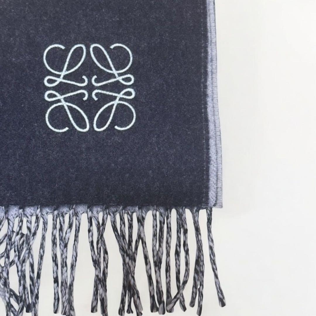 LOEWE ロエベ リバーシブル マフラー アナグラム ネイビー ブルー