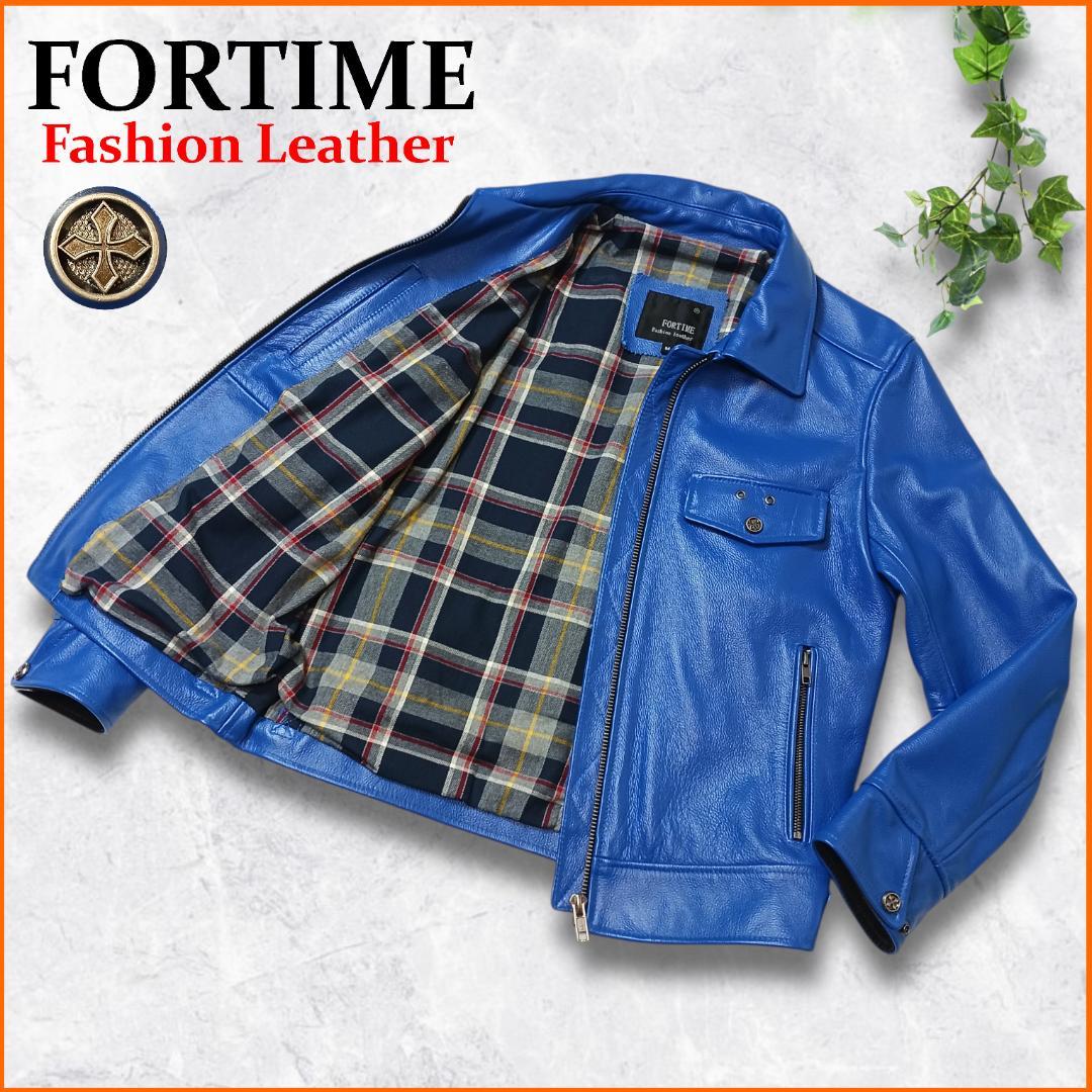 希少カラー✨　フォータイム　本革　ライダース　シングル　レザー　牛革　総裏地　M