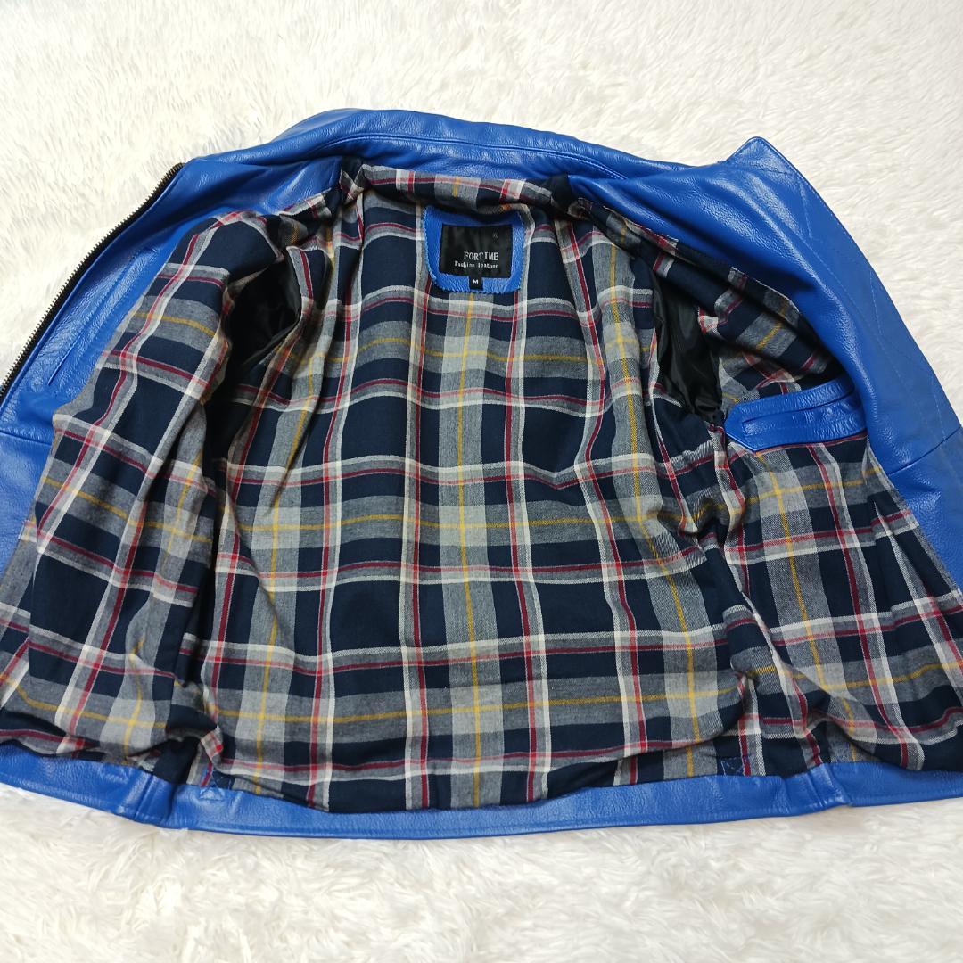 希少カラー✨　フォータイム　本革　ライダース　シングル　レザー　牛革　総裏地　M