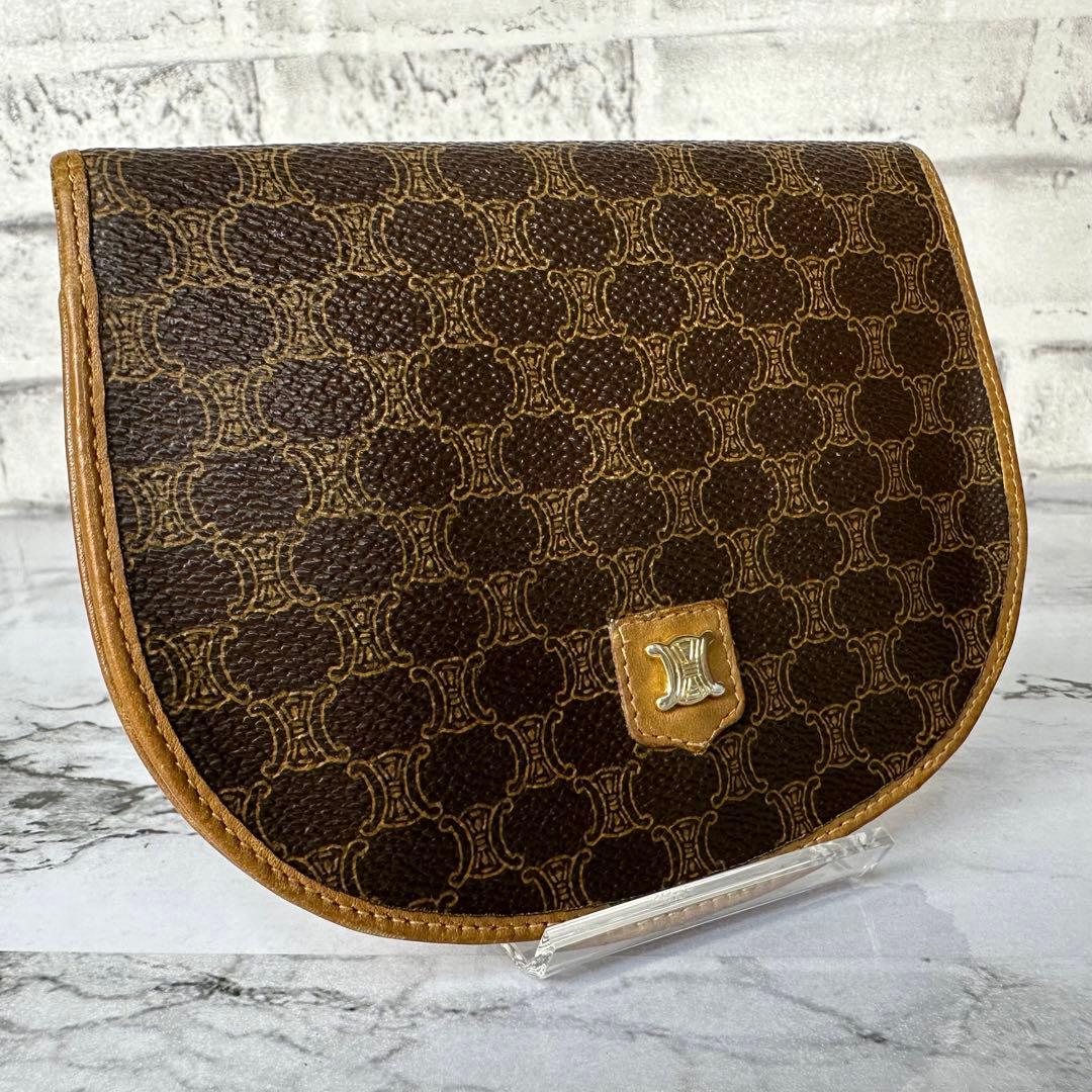 美品✨セリーヌ ヴィンテージ マカダム ブラゾン トリオンフ ロゴ金具 折り財布