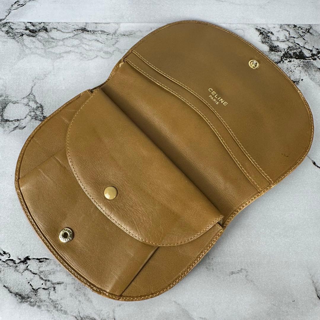 美品✨セリーヌ ヴィンテージ マカダム ブラゾン トリオンフ ロゴ金具 折り財布