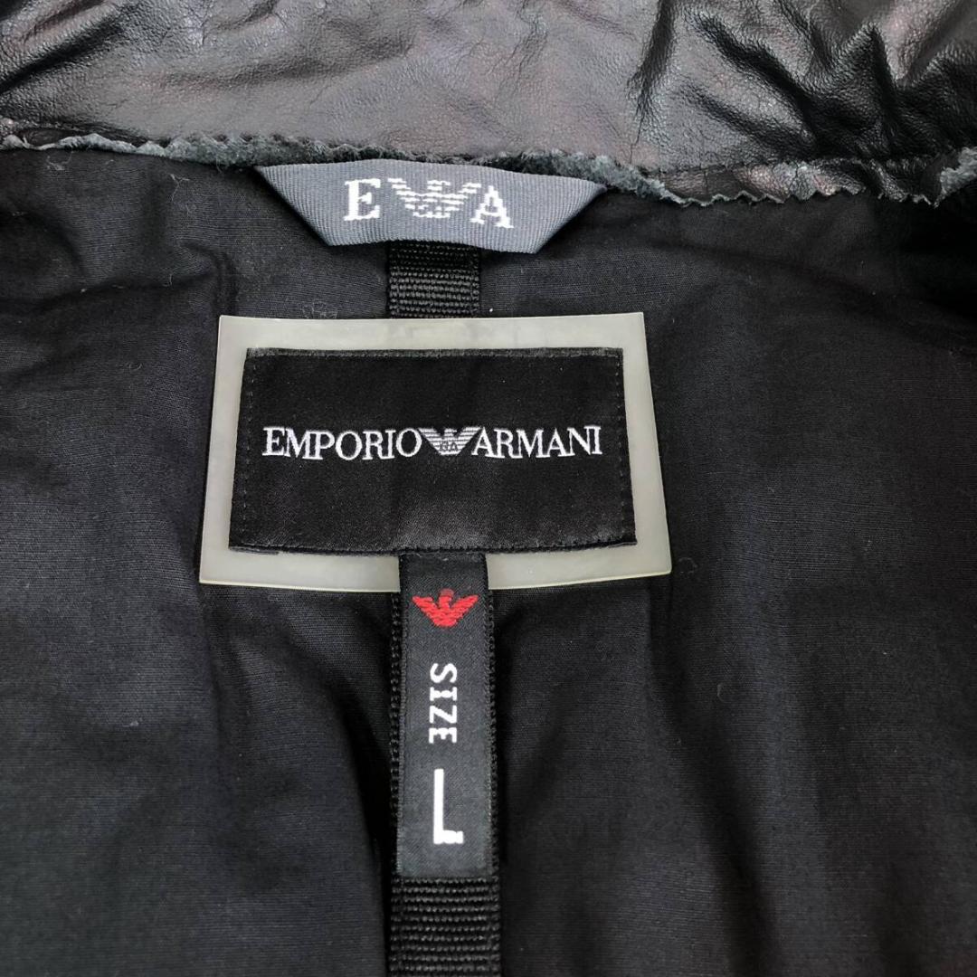 エンポリオアルマーニ ライダース ジャケット L レザー 切替 牛革 カウレザー