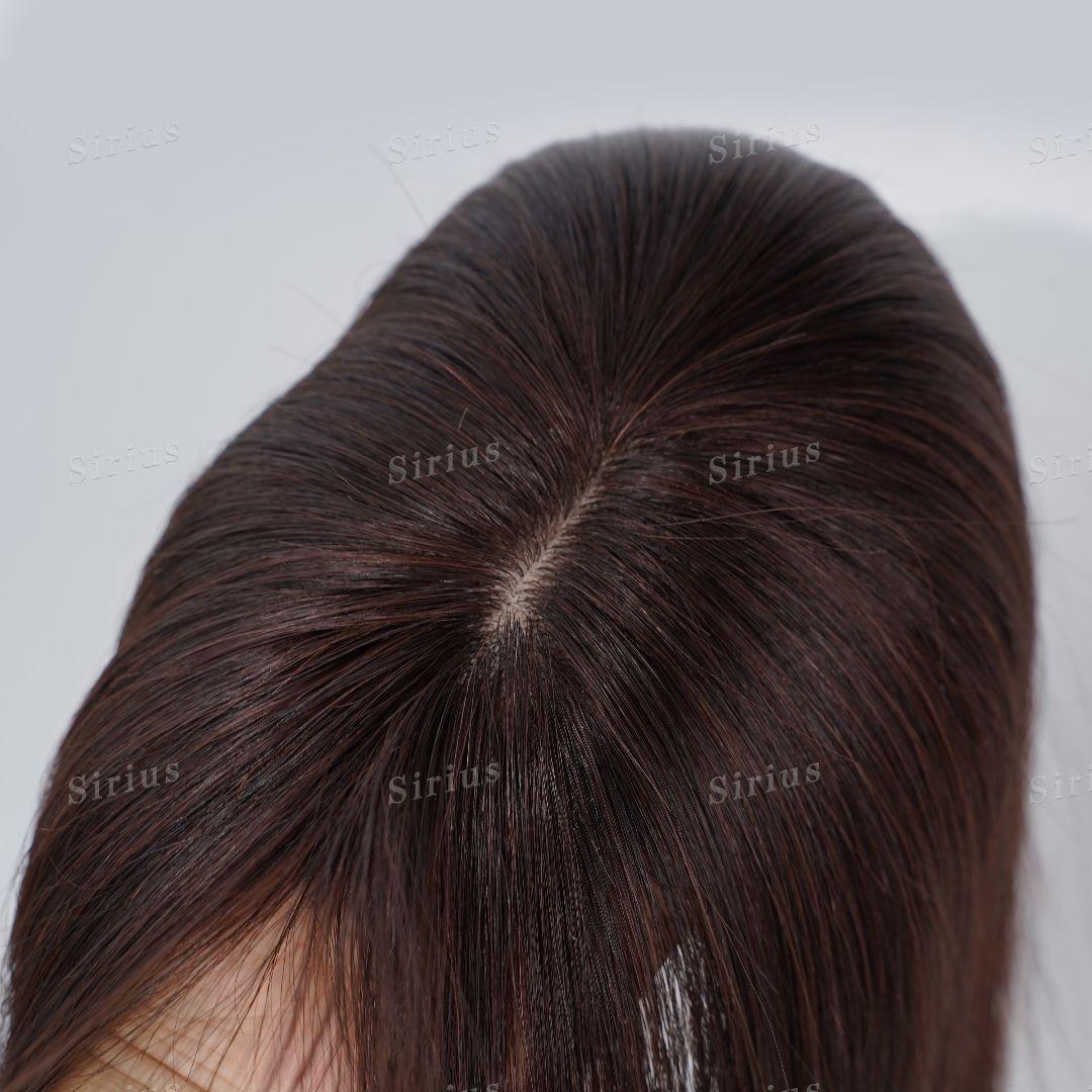 人毛100％ モカブラウン45CM+ポイントウィッグモカブラウン