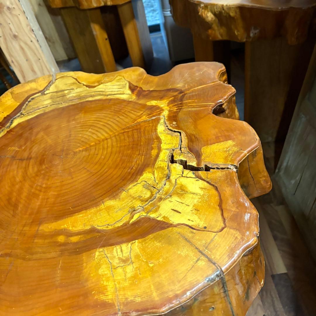 ①送料設置込み　丸太　切り株　ダイニングテーブル　　おそらく欅