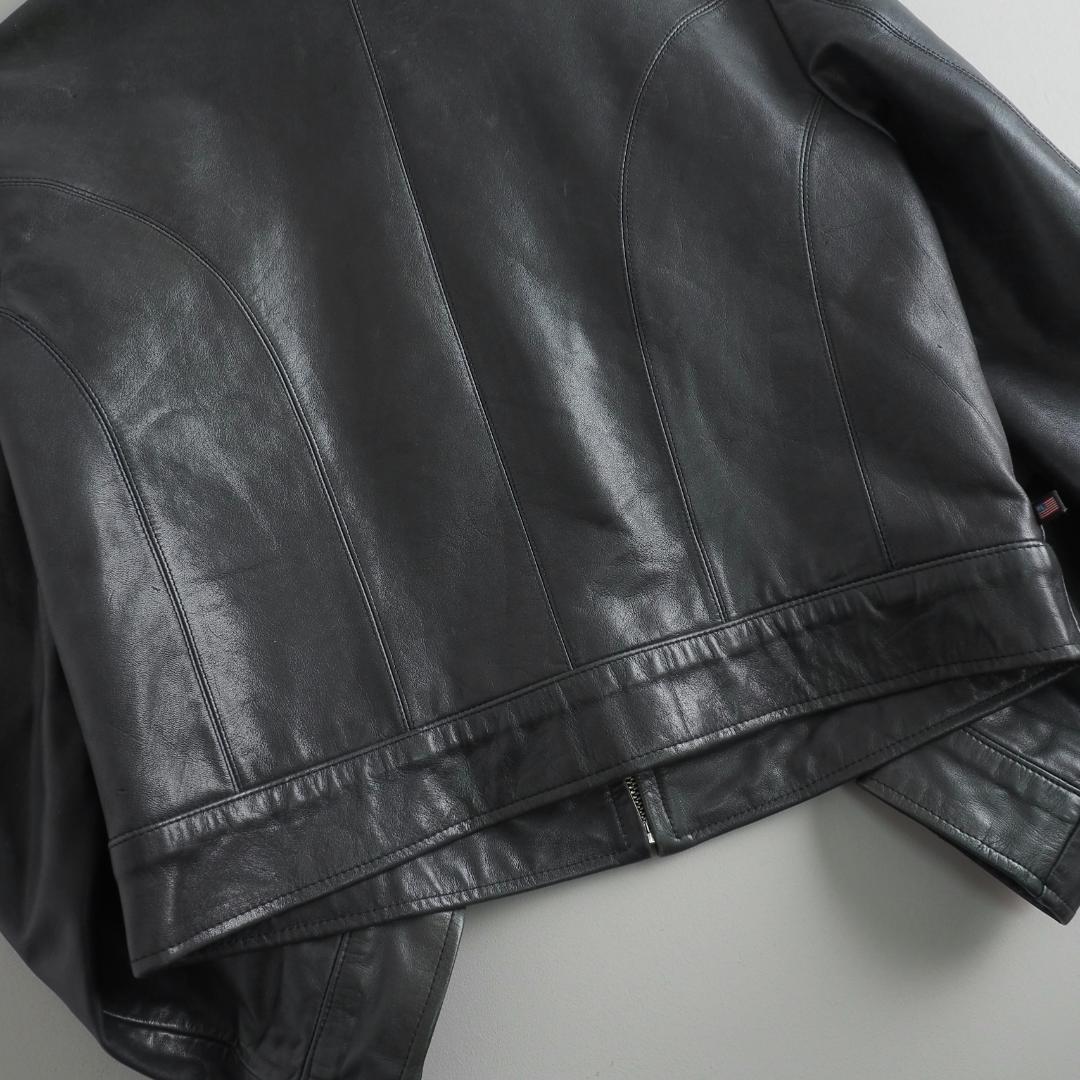 ラルフローレン　レザージャケット　シングルライダース　本革　緑青色　美品