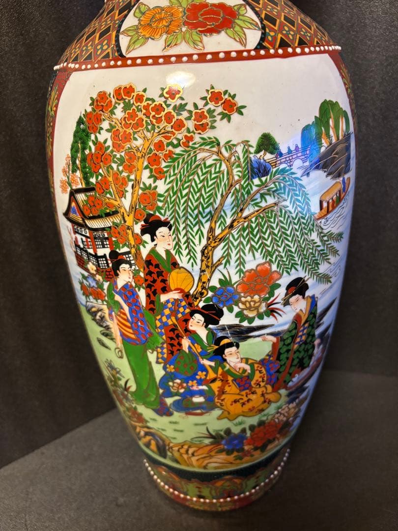 ☘️あぽらす☘️ 薩摩焼 飾り大壺 60cm 金彩色絵 豪華爛漫 美人図画