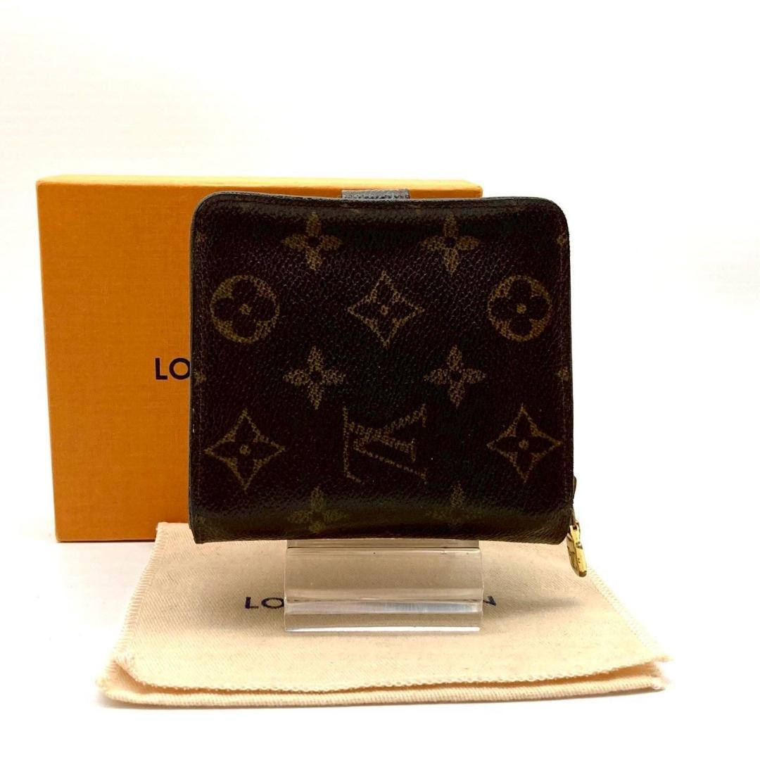 ルイヴィトン 二つ折り財布 コンパクトジップ モノグラム ブラウン 71222