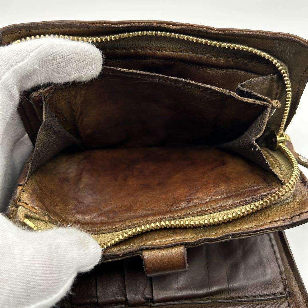 CAMPO MAGGI カンポマッジ 折り財布 スタッズ レザー ダメージ加工