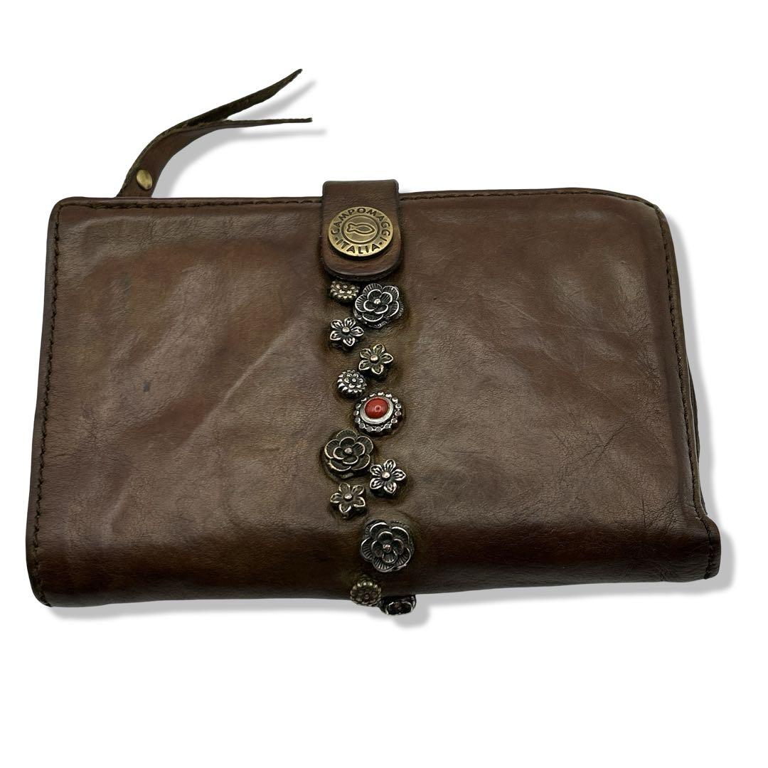 CAMPO MAGGI カンポマッジ 折り財布 スタッズ レザー ダメージ加工