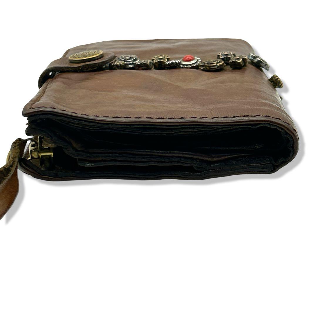 CAMPO MAGGI カンポマッジ 折り財布 スタッズ レザー ダメージ加工