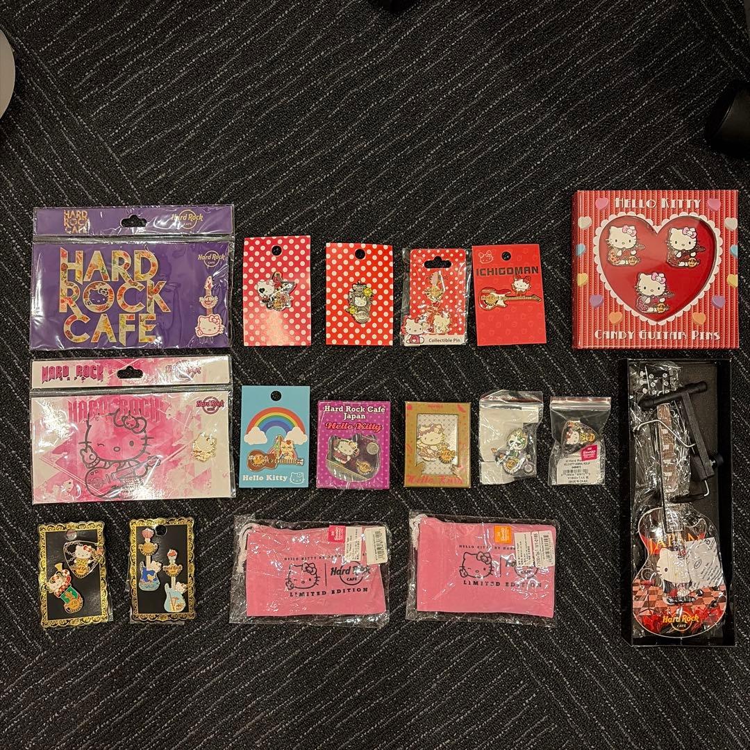 ハロー・キティHard Rock CAFE限定ピンバッジ(15点+おまけ2点)