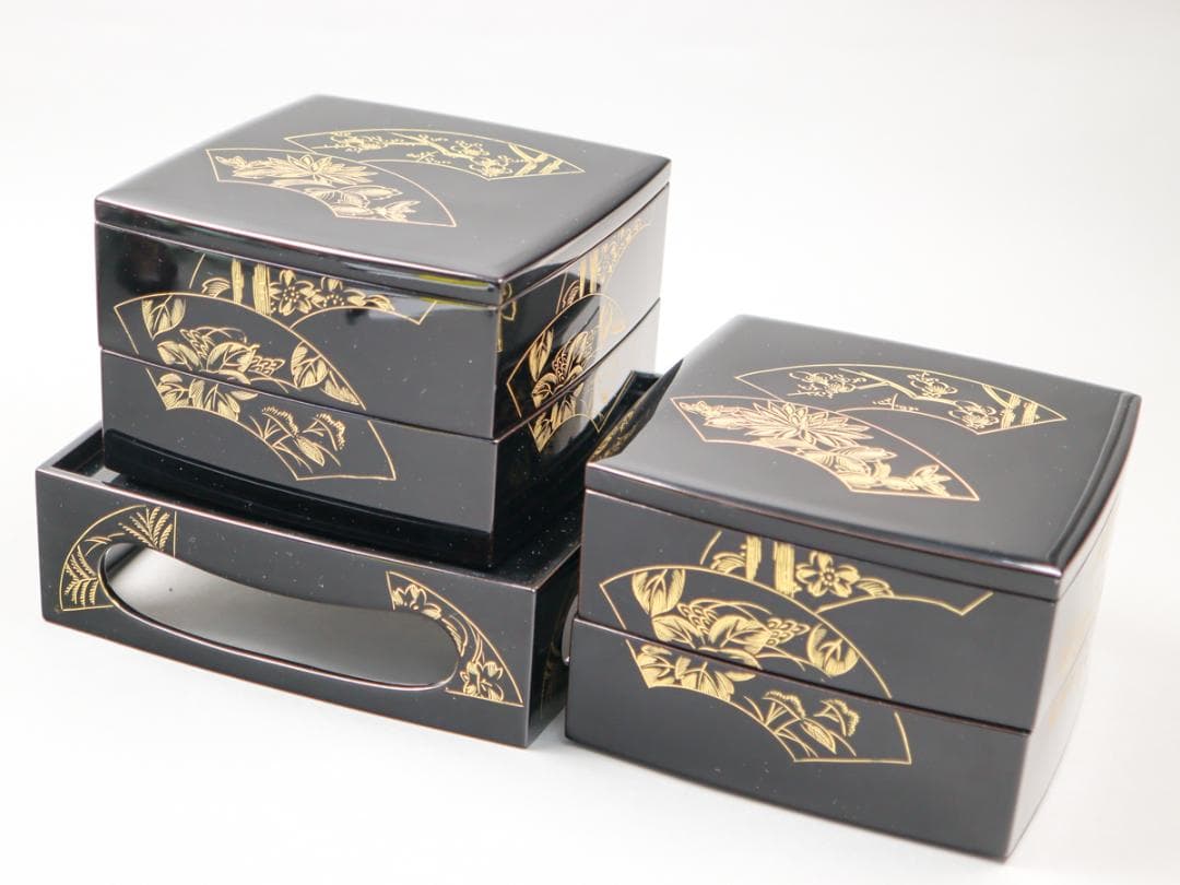 輪島塗 沈金四段重 重台 共箱