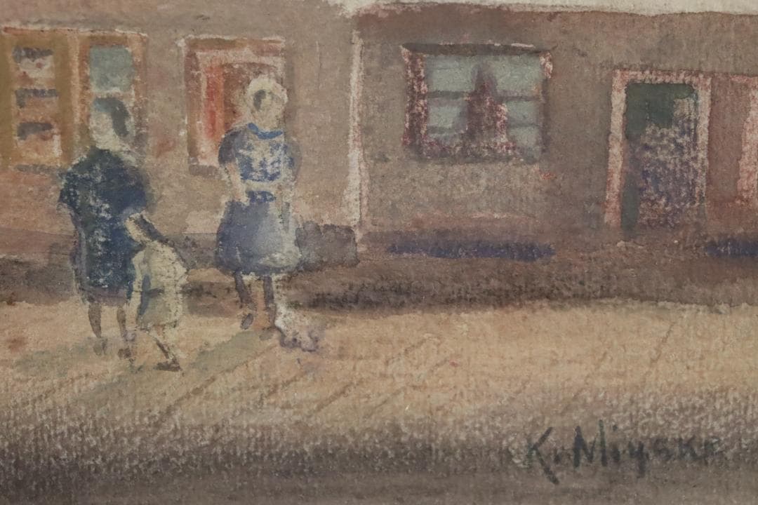 真作保証 三宅克己 風景画 水彩5号 タトウ箱 油彩技法を用いて水彩表現の開拓者