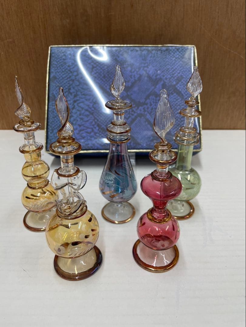 ベネチアガラス 香水瓶 5本セット (金彩 色ガラス )