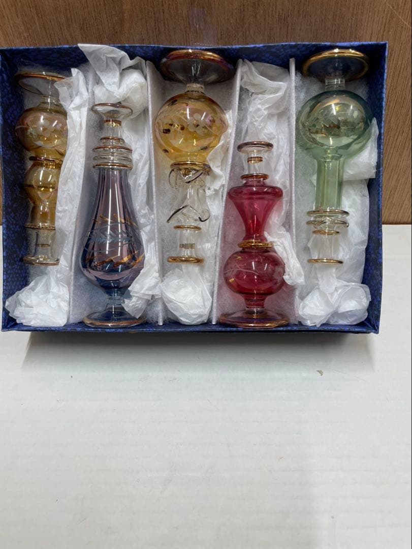 ベネチアガラス 香水瓶 5本セット (金彩 色ガラス )