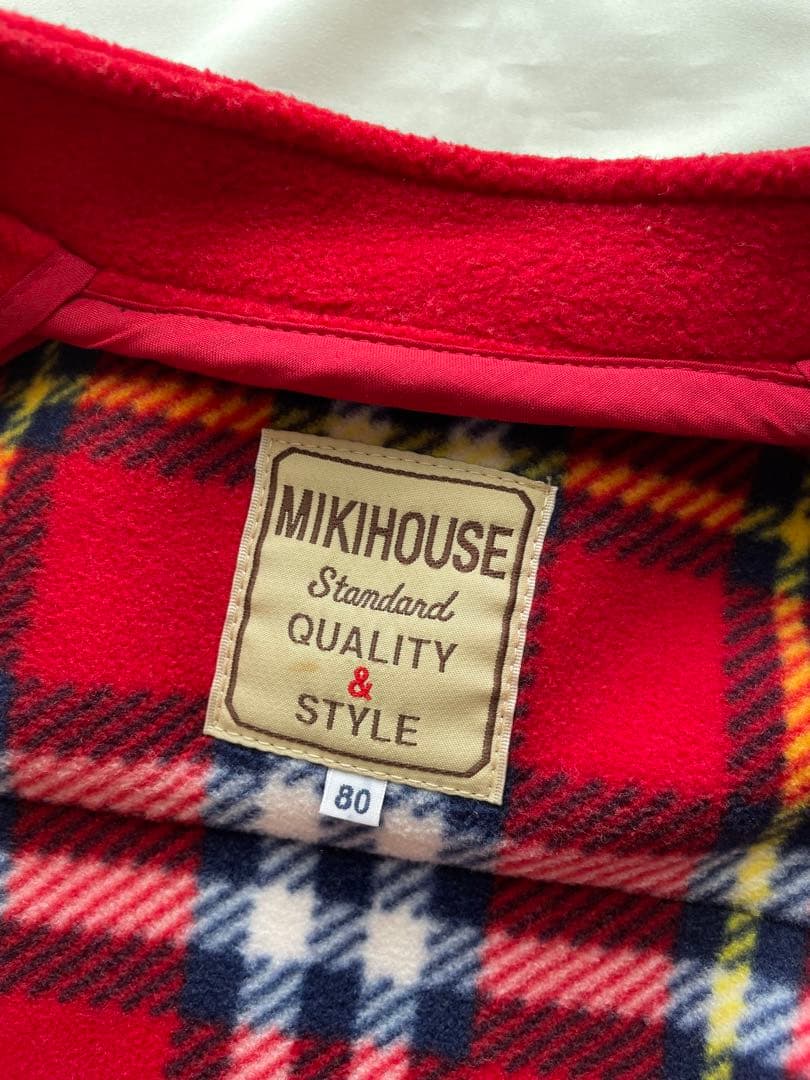 ミキハウス　アウター　フリースダッフルコート　80cm 赤色