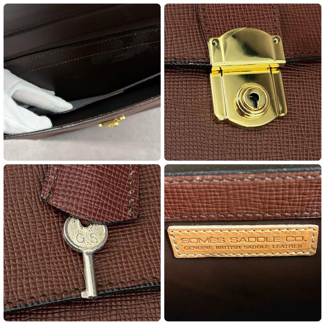 ソメスサドル ブリーフケース ビジネスバッグ サドルレザー 本革 鍵 ブラウン