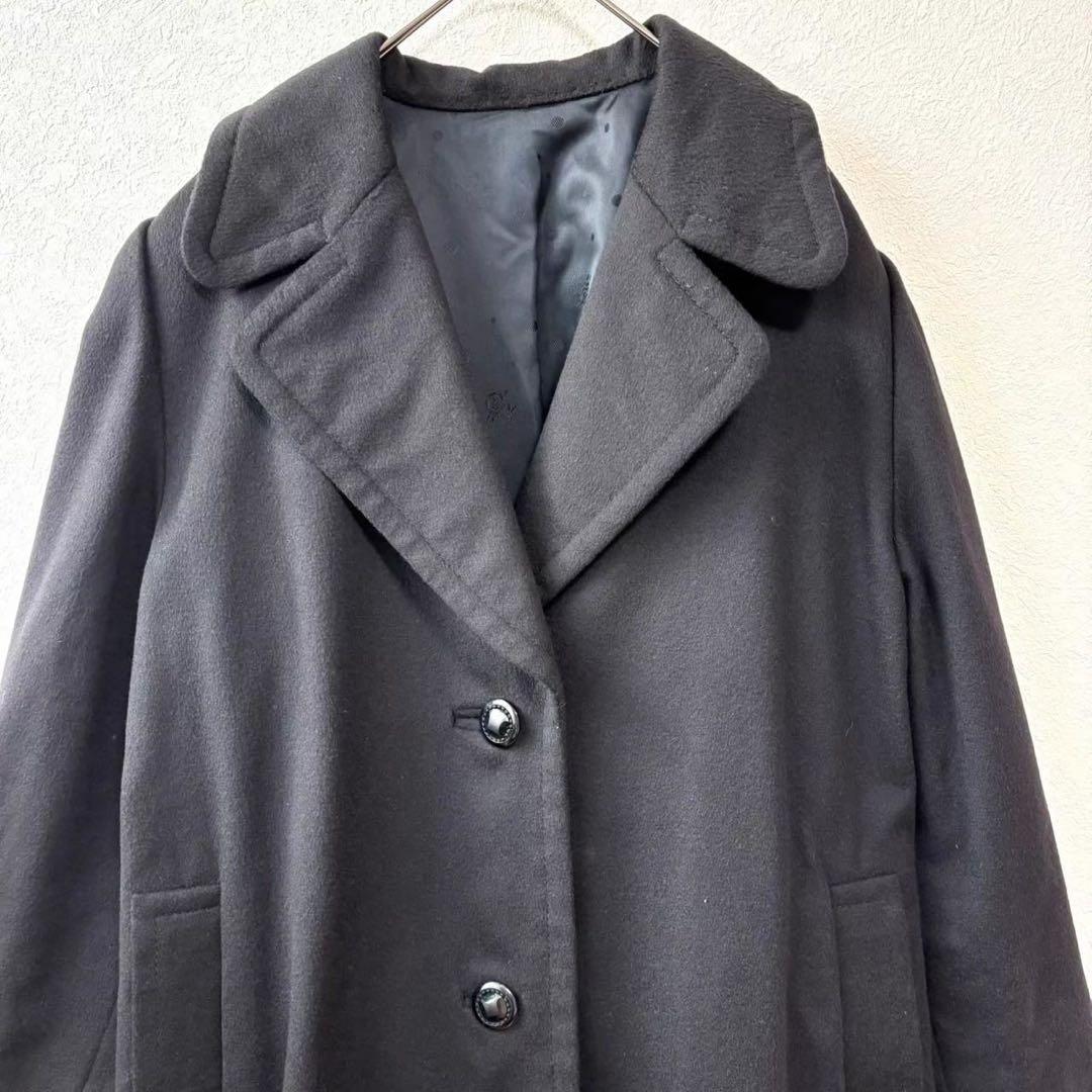 カシミヤ100% Johnstons of Elginチェスターコート黒ブラック