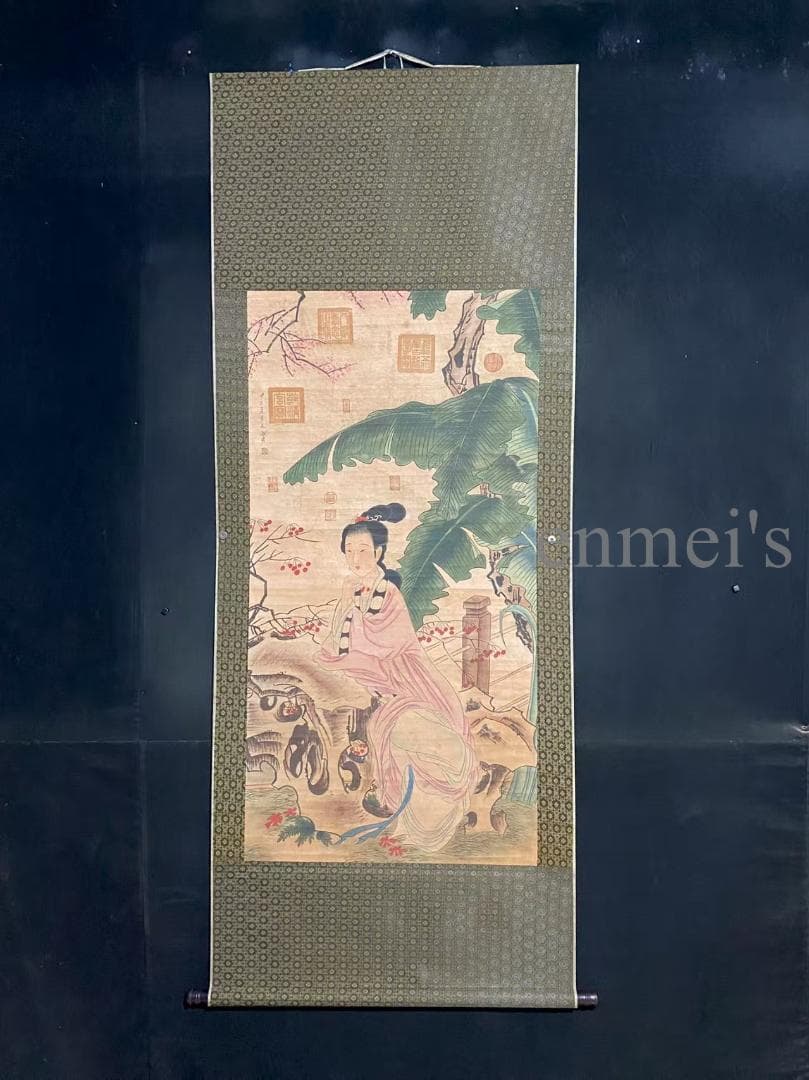 中国古美術 近代 張大千款 水珮風裳画 水墨画 掛軸 宣紙 唐物 書画 名家作