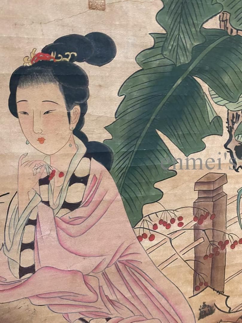 中国古美術 近代 張大千款 水珮風裳画 水墨画 掛軸 宣紙 唐物 書画 名家作