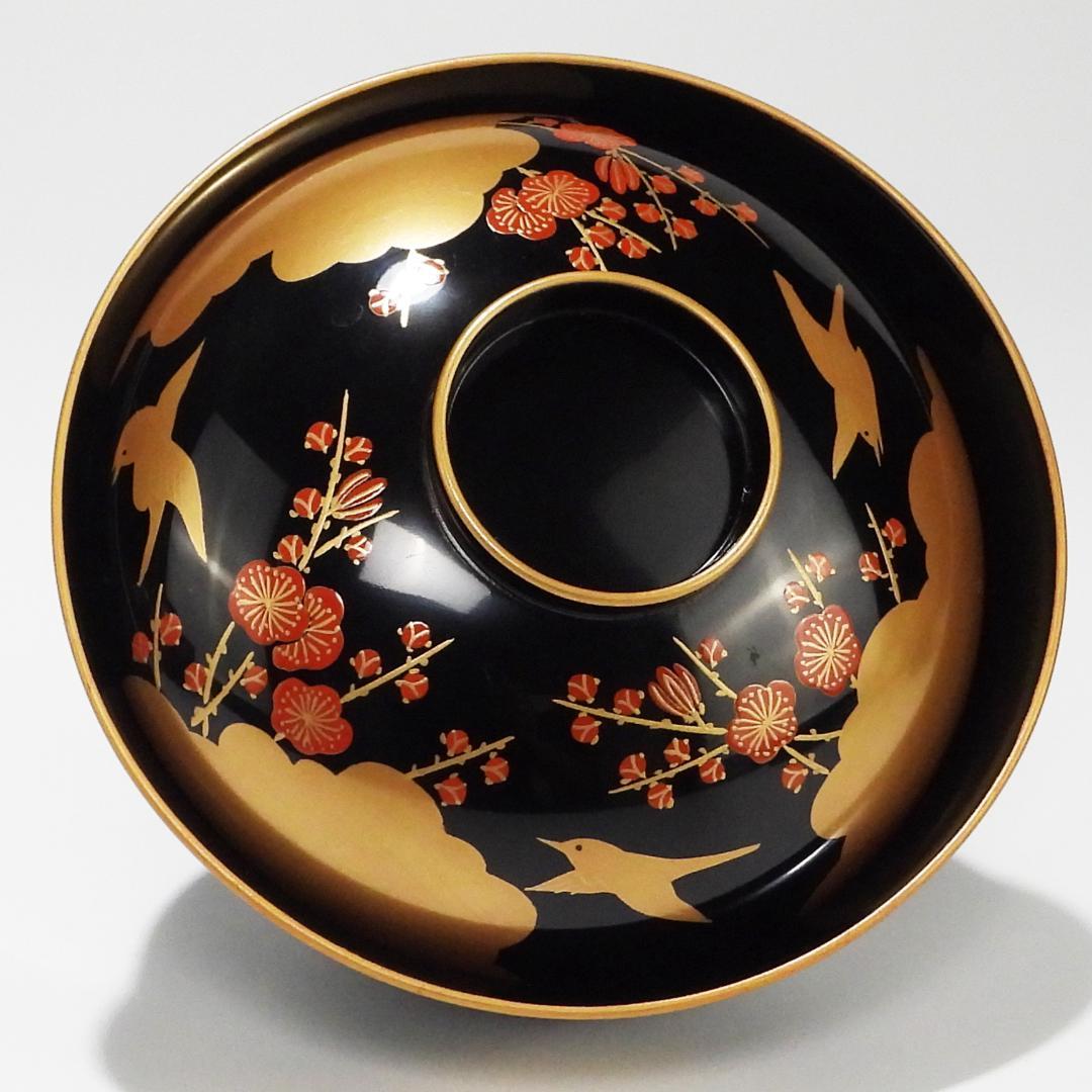 輪島塗 梅鶯蒔絵 吸物椀 五客揃 共箱 懐石道具