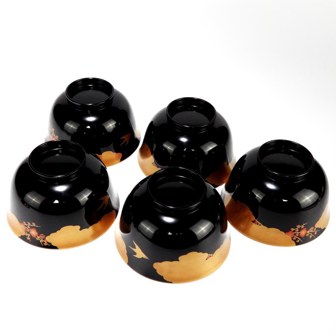 輪島塗 梅鶯蒔絵 吸物椀 五客揃 共箱 懐石道具