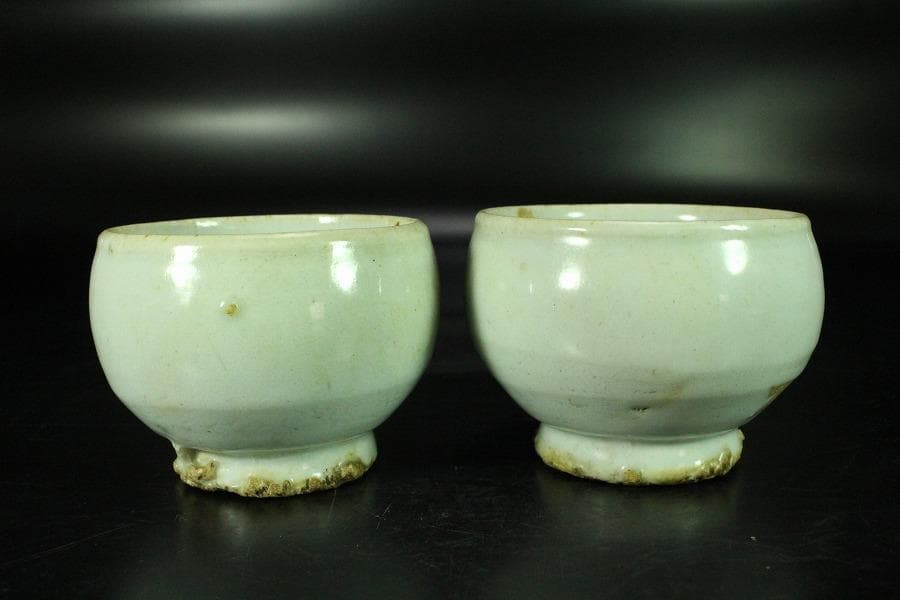 古美術 李朝 白磁 碗 一対 高麗(K-A637)