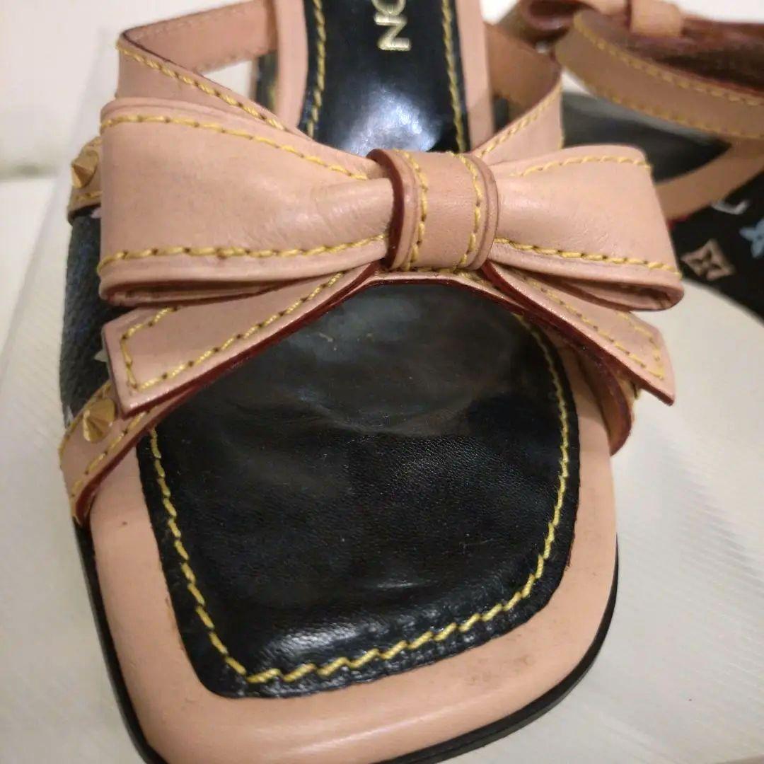 LOUIS VUITTON リボン付きウェッジヒールサンダル