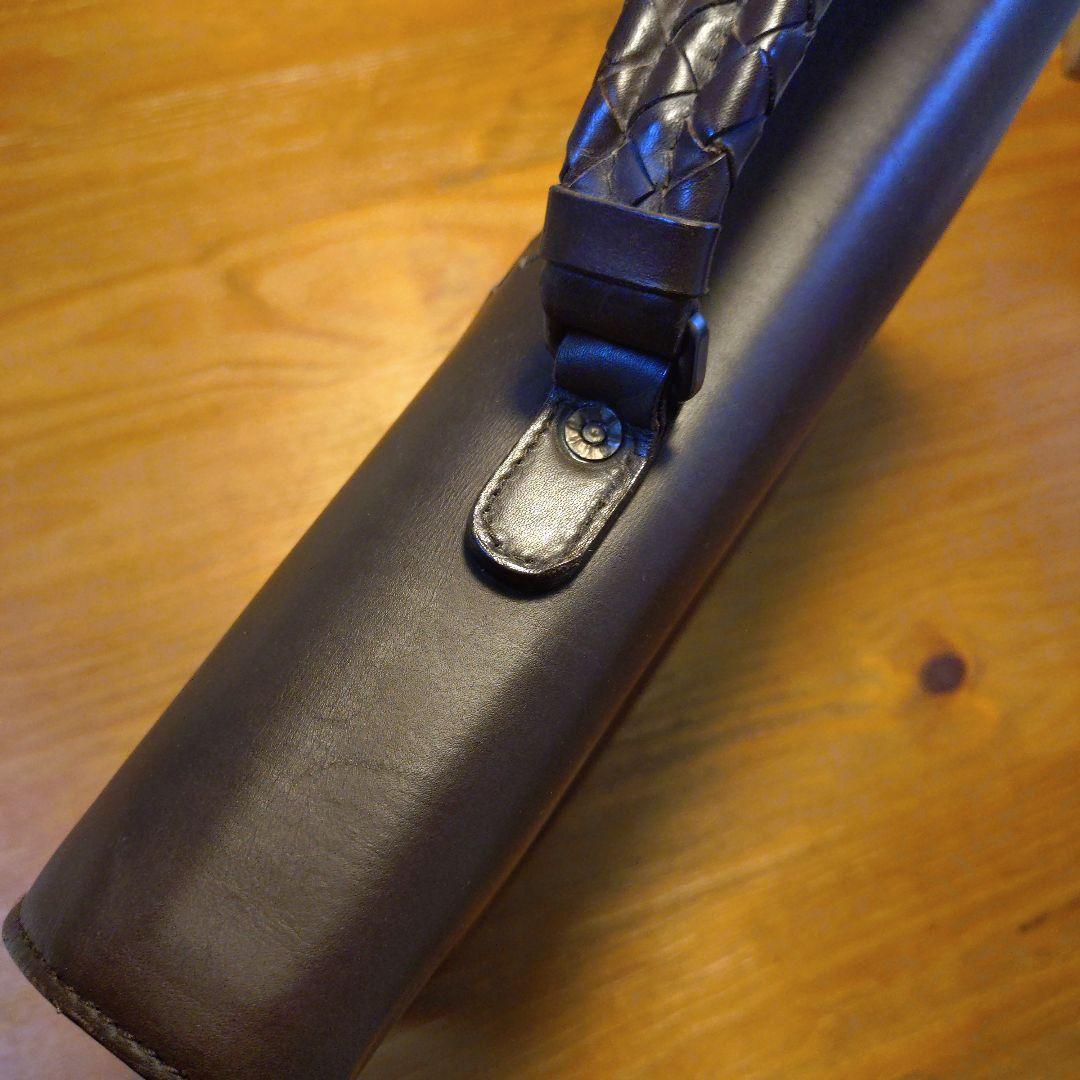 BOTTEGA　ダークブラウン レザー ビジネスバッグ 編み込みデザイン