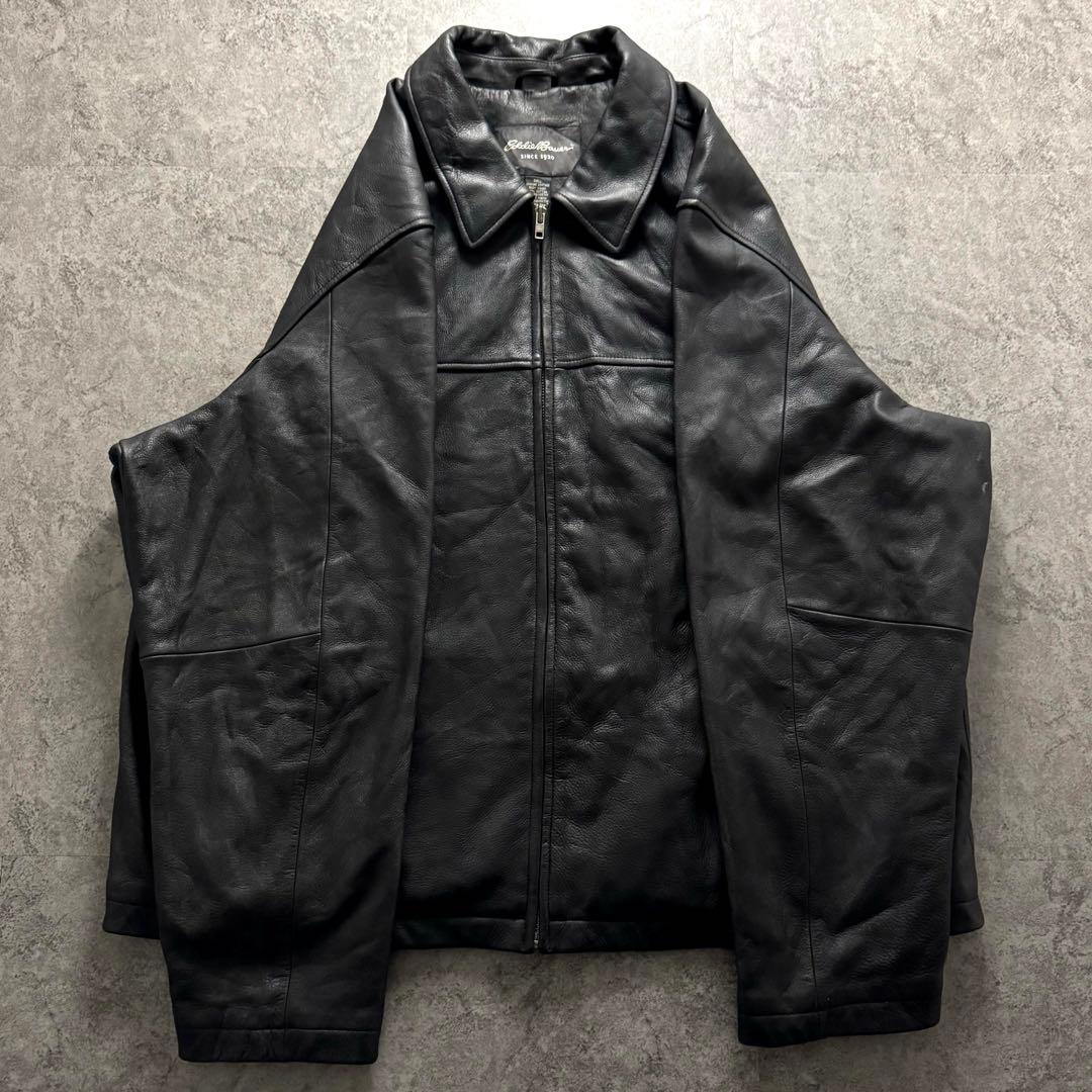 【希少サイズ】エディーバウアー 3XL レザージャケット　シングル　カウレザー